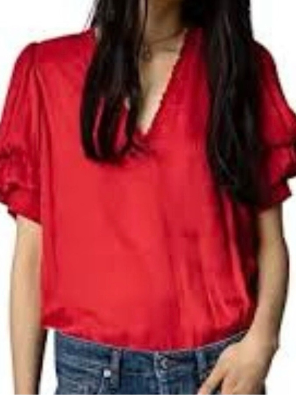 Zadig & Voltaire Top Small Taste Satin Balloon Short Sleeved Red 348.00